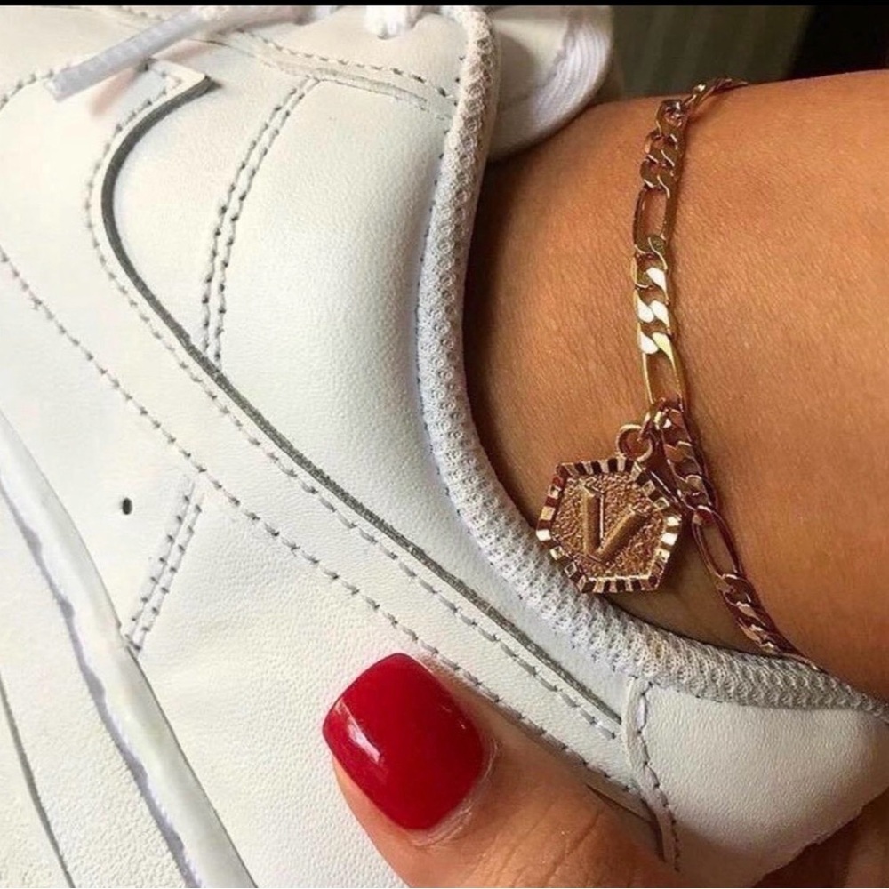 Initial anklet 18k gold plated